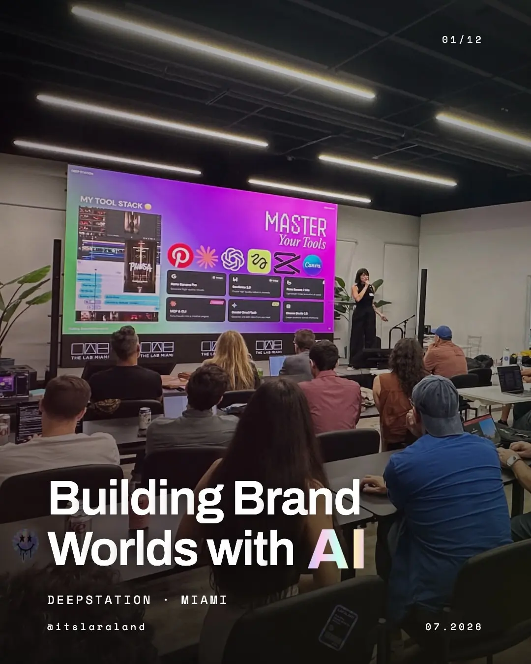 Lara speaking about building brand worlds with AI