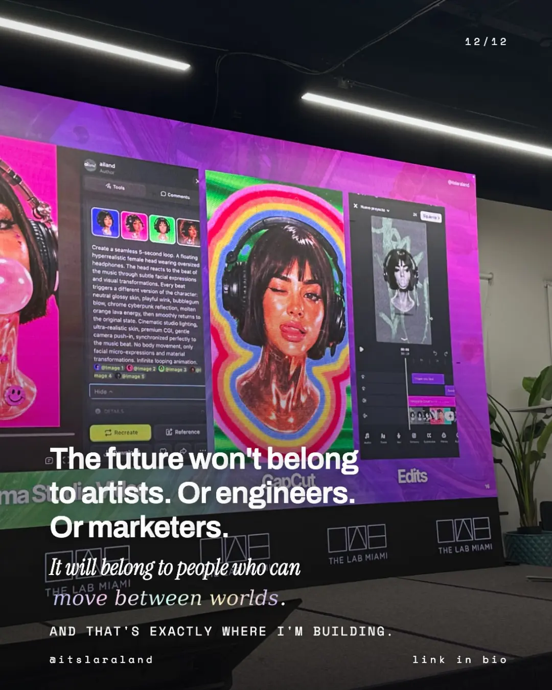 Lara delivering a creative AI keynote